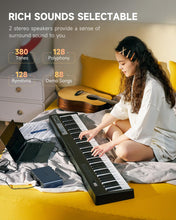 Load image into Gallery viewer, Donner Digital Piano Keyboard Velocity-Sensitive 88 Keys with Removable Piano Stand, Compact Beginner Home Electric Piano with Split Mode, LCD Screen, and Triple Pedal DEP-08
