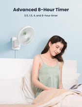 Load image into Gallery viewer, Quiet Wall Mount Oscillation Fan with Remote and Timer,8.5Inch Small Bathroom Mounted Fans with 4 Speeds, Indoor Bed Fan for RV, AC/DC(12V), Adjustable Tilt,5.9 ft Cord,Cooling Bedroom Fan for Home
