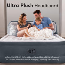 Load image into Gallery viewer, Intex 64447ED Dura-Beam Deluxe Ultra Plush Air Mattress with Headboard: Fiber-Tech – Queen Size – Built-in Electric Pump – 18in Bed Height – 600lb Weight Capacity
