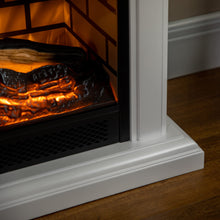 Load image into Gallery viewer, HOMCOM 31&quot; Electric Fireplace with Dimmable Flame Effect and Mantel, Freestanding Space Heater with Log Hearth and Remote Control, 1400W, White
