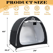 Load image into Gallery viewer, PROLEE Bike Shed 6.6FT, Waterproof Oxford Fabric Storage Tent for 2 Bikes, Outdoor Storage with Window Design, Black
