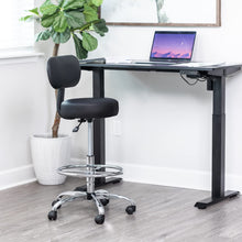 Load image into Gallery viewer, SUPERJARE Drafting Chair with Back, Adjustable Foot Rest Rolling Stool, Multi-Purpose Office Desk Chair, Thick Seat Cushion for Home Bar Kitchen Shop - Black
