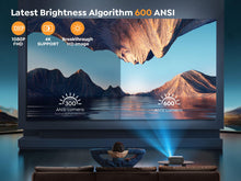 Load image into Gallery viewer, [Auto Focus/4K Support] Projector with WiFi 6 and Bluetooth 5.2, YABER Pro V9 600 ANSI Native 1080P Outdoor Movie Projector, Auto 6D Keystone &amp; 50% Zoom, Home Theater Projector for Phone/TV Stick/PC
