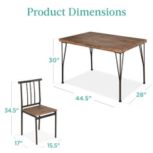 Load image into Gallery viewer, Best Choice Products 5-Piece Metal and Wood Indoor Modern Rectangular Dining Table Furniture Set for Kitchen, Dining Room, Dinette, Breakfast Nook w/ 4 Chairs - Drift Brown
