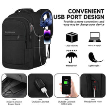 Load image into Gallery viewer, Lapsouno Travel Backpack, Large Carry on Backpack, 17 Inch Laptop Backpack, Big Backpack, Extra Sturdy TSA Friendly with USB Port College School Rucksack Bag Backpack Gifts for Him Men Women, Black
