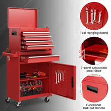 Load image into Gallery viewer, Goplus Rolling Tool Chest, 5-Drawer Tool Box Organizer w/Lockable Wheels &amp; Sliding Drawers &amp; Detachable Top &amp; Adjustable Shelf, Tool Storage Cabinet for Garage Workshop (Red)
