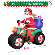 Load image into Gallery viewer, DomKom 6FT Christmas Inflatables Motorcycle, Santa Claus Ride Motorcycle Blow up Giant Yard Decoration, Outdoor Built-in LED Lights Party Lawn Holiday Winter Decor Outside
