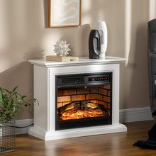 Load image into Gallery viewer, HOMCOM 31&quot; Electric Fireplace with Dimmable Flame Effect and Mantel, Freestanding Space Heater with Log Hearth and Remote Control, 1400W, White
