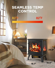 Load image into Gallery viewer, Silonn Electric Fireplace Heater, 5300 BTU Portable Fireplace with App &amp; Remote,24-inch Low Noise Electric Fire Place with 5 Brightness Levels, Temp Control &amp; Timer for Living Room, Bedroom, Black
