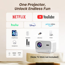 Load image into Gallery viewer, [Sound by JBL &amp; 700ANSI] Yaber 1080P Projector with WiFi 6 and Bluetooth, [Seamless Autofocus] Portable Outdoor Movie Projector, Home Theater Projector for iPhone/TV Stick/HDMI/USB/Laptop/PS5-White
