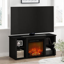 Load image into Gallery viewer, Furinno Jensen Entertainment Center Stand with Fireplace for TV up to 55 Inch, Americano, Corded Electric, Adjustable
