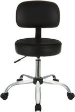 Load image into Gallery viewer, Amazon Basics Multi-Purpose Drafting Spa Bar Stool with Back Cushion and Wheels, Black, 22.72&quot;D x 22.72&quot;W x 37.8&quot;H
