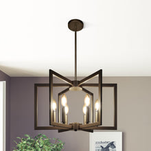 Load image into Gallery viewer, Klgxnrd 6-Light Modern Farmhouse Black Chandeliers for Entryway, Geometric Pendant Lights Kitchen Island, Hanging Industrial Metal Chandelier for Stairway Foyer Hallway Dining Room
