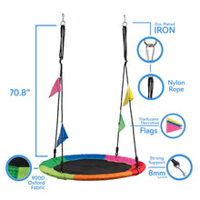 Load image into Gallery viewer, PlayVibe Tree Swing – 40 Inch Saucer Swing for Kids Outdoor – Round Disc Swing with 900Lb Weight Capacity, 900D Oxford Waterproof Fabric Hanging Straps (Multicolor)
