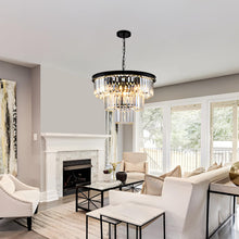 Load image into Gallery viewer, HCCZ 8 Light Modern Crystal Chandelier 20&#39;&#39; Black Chandeliers for Dining Room Contemporary Pendant Light Fixture Round 3-Tier Adjustable Height E12 for Living Room, Foyer, Entryway, Bedroom
