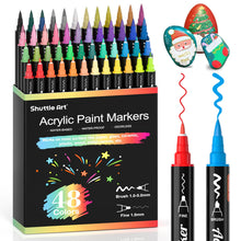 Load image into Gallery viewer, Shuttle Art 48 Colors Dual Tip Acrylic Paint Markers, Brush Tip and Fine Tip Acrylic Paint Pens for Rock Painting, Ceramic, Wood, Canvas, Plastic, Glass, Stone, Calligraphy, Card Making, DIY Crafts
