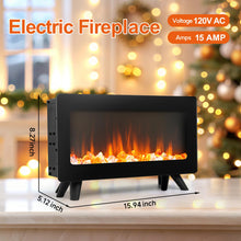 Load image into Gallery viewer, 16&quot; Small Electric Fireplace Heater - Desk Space Heater with Realistic Led 3D Flames, Freestanding Fire Places Electric Fireplace Stove, Infrared Heater Indoor, 1500w, Overheating Protection
