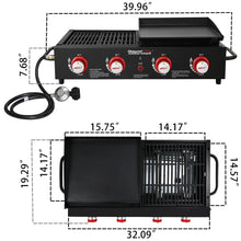 Load image into Gallery viewer, Royal Gourmet GD4002T 4-Burner Tailgater Grill Griddle Combo, Portable Propane Gas Grill and Griddle Combo for Backyard or Outdoor BBQ Cooking, 40,000 BTUs, Black
