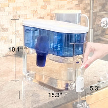 Load image into Gallery viewer, PUR 30-Cup Water Filter Dispenser with 1 Genuine PUR Filter, Large 30-Cup Capacity, 2-in-1 Powerful, Faster Filtration, Lasts 2 Months or 40 Gallons, Dishwasher Safe, White/Blue (DS1800Z)
