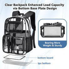 Load image into Gallery viewer, Heavy Duty Clear Backpack Clear BookBag,16 x11 x5inch TPU Large Capacity See Through Backpack for Sport Events,Travel (Grey)
