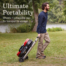 Load image into Gallery viewer, Coleman Roadtrip 285 Portable Stand-Up Propane Grill, Gas Grill with 3 Adjustable Burners and Instastart Push-Button Ignition; Grease Tray, Side Tables, Thermometer, Folding Legs &amp; Wheels Included
