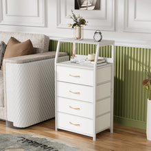Load image into Gallery viewer, Furnulem Tall 4 Drawers Dresser, Vertical Storage Tower for Bedroom, Hallway, Entryway, Nursery, Closet Organizer, Nightstand Bedside Table Furniture, Sturdy Steel Frame, Wood Top, White
