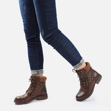 Load image into Gallery viewer, STQ Women&#39;s Combat Boots Ankle Boots Fashion Non-Slip Brown 6.5
