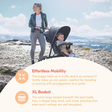 Load image into Gallery viewer, Hauck Runner 2 Compact Foldable Tricycle Jogger Buggy Stroller Pushchair with Height-Adjustable Handle, Large Pneumatic Wheels, &amp; UPF 50 Canopy, Black
