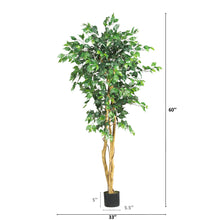 Load image into Gallery viewer, Nearly Natural 5208 Ficus Artificial Tree with Curved Trunk, 5-Feet, Green
