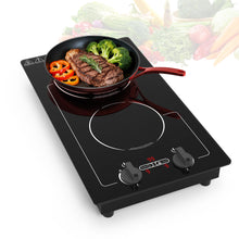 Load image into Gallery viewer, VBGK Induction Cooktop,110V 2300W 2 burner hot plate with Knob Control,9 Power Levels, Kids Lock &amp; Timer,LED touch control,Overheat Protection Electric stove,2 burner induction cooktop
