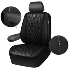 Load image into Gallery viewer, CAR PASS 5 Seats Piping Luxury Faux Leather Seat Covers Full Set, Anti-Slip Waterproof Seat Covers Compatible with Front Armrests, Universal Fit for Suvs,Vans,Trucks,Airbag Compatible, Pure Black
