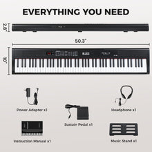 Load image into Gallery viewer, Fesley Piano Keyboard 88 Keys: Bluetooth Full-Size Digital Piano Keyboard, 900 Tones Portable Electric Keyboard Piano, 88 Key Keyboard Electronic with Built-in Sustain Pedal, Split, MIDI, FEP160
