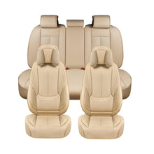 Load image into Gallery viewer, Coverado Universal Seat Covers Full Set, 5 Seats Universal Seat Covers for Cars, Waterproof NAPPA Leather Car Seat Covers with Head Pillow, Auto Protectors Fit for Most Sedans SUV Pick-up Truck, Beige
