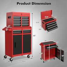 Load image into Gallery viewer, Goplus Rolling Tool Chest, 5-Drawer Tool Box Organizer w/Lockable Wheels &amp; Sliding Drawers &amp; Detachable Top &amp; Adjustable Shelf, Tool Storage Cabinet for Garage Workshop (Red+Black)
