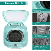 Load image into Gallery viewer, COSTWAY Portable Washing Machine, Built-in Drain Pump, 8Lbs Capacity, Full-Automatic washer with 6 Programs, Child Lock, Compact Laundry Washer for RV, Dorm, Apartment, Green
