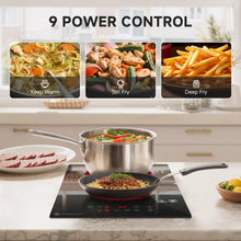 Load image into Gallery viewer, AMZCHEF 2-Burner-Electric-Cooktop-Electric-Stove, 12 inch Plug in Stove Top 110V-120V, 2 Burner Hot Plate with 1800W &amp; 9 Power Levels, Residual Heat Indicator, Over-Temperature Protection
