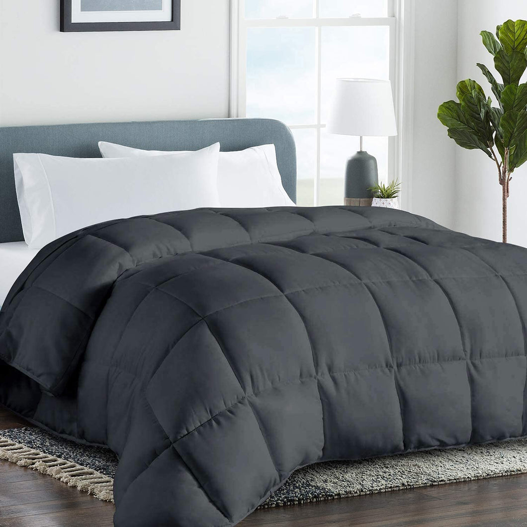COHOME All Season King Size Comforter - Winter Warm Down Alternative Comforter - Quilted Duvet Insert with Corner Tabs - Premium 2100 Series Luxury Soft Hotel Comforter - Reversible - Dark Grey