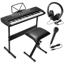 Load image into Gallery viewer, 61-Key Electronic Music Keyboard Piano with Stand, Headphones, Stool &amp; Microphone
