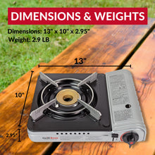 Load image into Gallery viewer, Grill Boss Dual Fuel Portable Stove, 12K BTU Camp Stove, Butane &amp; Propane Portable Camping Stove, Portable Stove Dual Fuel Butane and Propane Stove for Emergency, Cooking, Hiking, Backpacking -90057
