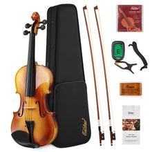 Load image into Gallery viewer, Eastar 4/4 Violin Set Full Size Fiddle Solidwood for Adults with Hard Case, Shoulder Rest, Rosin, Two Bows, Clip-on Tuner and Extra Strings, EVA-330
