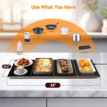 Load image into Gallery viewer, FEPPO Electric Warming Tray, 4-in-1 Food Warmers for Parties Buffet with 10 Temp Settings and Timer, 33"x15" Glass Surface Warming Mat for Food, Modular Buffet Hot Plates for Catering and Gatherings
