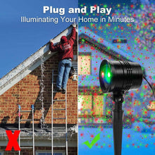 Load image into Gallery viewer, Christmas Projector Lights Outdoor, Waterproof Christmas Laser Lights Landscape Spotlight Decorative Stage Lights with Red and Green Xmas Patterns for Party Garden Patio Wall Ceiling Floor
