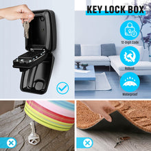 Load image into Gallery viewer, TEUEN Key Lock Box for Outside, Sturdy Waterproof Wall Mount Lock Box for House Key, 12-Digit Combination Resettable Large Capacity Security Lockbox for Home, Garage, Office, Warehouse
