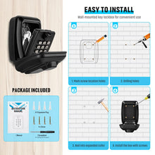 Load image into Gallery viewer, TEUEN Key Lock Box for Outside, Sturdy Waterproof Wall Mount Lock Box for House Key, 12-Digit Combination Resettable Large Capacity Security Lockbox for Home, Garage, Office, Warehouse
