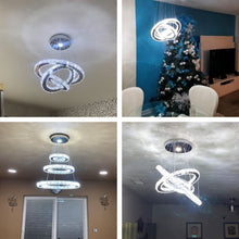 Load image into Gallery viewer, Dixun LED Chandeliers Modern Ceiling Light Fixture 3 Rings Adjustable Stainless Steel Pendant Light Chandelier for Bedrooms Living Room (Cool White)
