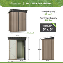 Load image into Gallery viewer, Greesum Outdoor Storage Shed 5 x 3 ft. Utility Tool Shed Metal Storage Garden Shed with Door &amp; Lock for Patio Storage, Brown
