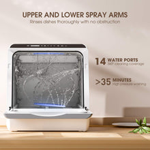 Load image into Gallery viewer, NOVETE Portable Countertop Dishwashers, Compact Dishwashers with 5 L Built-in Water Tank &amp; Inlet Hose, 5 Washing Programs, Baby Care, Air-Dry Function and LED Light for Small Apartments
