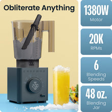 Load image into Gallery viewer, Chefman Obliterator 48 oz Countertop Blender for Smoothies, 1380W Motor to Crush Ice, Nuts, and Frozen Fruit with Stainless Steel Blade, Auto Blend Function, Includes Tamper and Scraper
