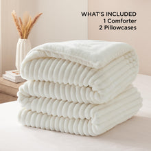 Load image into Gallery viewer, Bedsure Fluffy Comforter Set Queen - Super Soft Faux Fur Comforter Queen Size Cream White, Winter Warm Fleece Bedding Set, Plush Fuzzy Bed Set, 3 Pieces, 1 Shaggy Comforter with 2 Pillowcases
