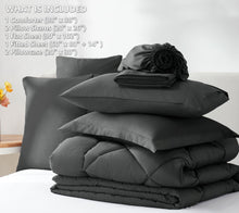 Load image into Gallery viewer, CozyLux Queen Bed in a Bag 7-Pieces Comforter Sets with Comforter and Sheets Dark Grey All Season Bedding Sets with Comforter, Pillow Shams, Flat Sheet, Fitted Sheet and Pillowcases
